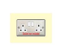 Double Socket Surround, Square Acrylic Back Panel Finger Plate, Decorative Frame for Neat and Tidy Finish, Colour:Ivory