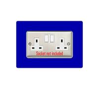 Double Socket Surround, Square Acrylic Back Panel Finger Plate, Decorative Frame for Neat and Tidy Finish, Font Colour:Blue
