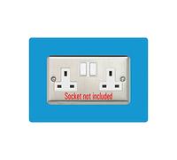 Double Socket Surround, Square Acrylic Back Panel Finger Plate, Decorative Frame for Neat and Tidy Finish, Font Colour:Light Blue
