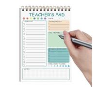 Double Spiral Bound Memo - Spiral Planner for English, 50 Sheets Notepad with Task List for Teachers | Self-Discipline Planning Notepad for Daily and Weekly Time Management for the