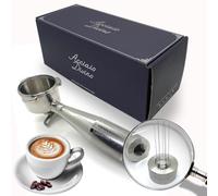 Double Spout 54mm Premium Solid Stainless-Steel Handle & Body Espresso Portafilter with Integrated WDT Tool & 18g Filter Basket Fits Sage/Breville Barista Express, Pro, Touch, Bambino