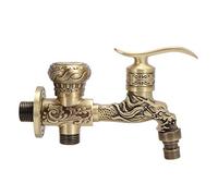 Double Spout Faucet Replacement, Wall-Mounted Faucets Brass Retro Water Tap Bathroom Washing Machine Tap Hot Cold Mixing Water Suitable for Indoor Outdoor Washing Machines Gardens Bathroom