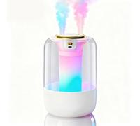 Double Spray Air Humidifier for Bedroom, 2026 New 2L Quiet 23dB Mist Humidifier With Colourful LED Lights, Smart Digital Display Humidifiers with 3 Mist Modes And Auto Shut-Off for Room Office Plants
