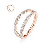 Double Stack CZ Septum Nose Ring Hoop Helix Conch Piercing Jewelry Septum Clicker Cartilage Earrings 16G 8mm Surgical Steel