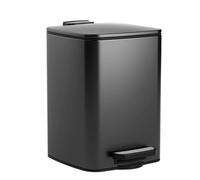 Double Stainless Steel Trash Can with Soft Close Lid Step Pedal Touchless Bathroom Bin Plastic Inner Bucket for Bedroom 15L Black