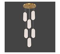 Double Staircase Long Hollow Living Room Nordic Luxury Villa Revolving Jump Second Floor Pendant Light LED Chandelier (6headellipse30cm Threecolor)