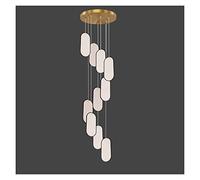Double Staircase Long Hollow Living Room Nordic Luxury Villa Revolving Jump Second Floor Pendant Light Modern LED Chandelier (10headellipse60cm Threecolor)
