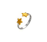 Double Star Open Statement Ring for Women Adjustable Stacking Lucky Stars Golden Silver Two Tone Knuckle Finger Band Engagement Promise Rings Minimalist Jewelry for Bff Daughter Birthday Christmas