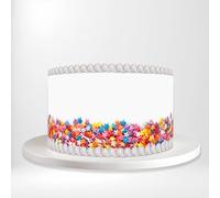 Double Star Shaped Sprinkles Sweets Candies Wrap Around Print A4 Edible Paper Icing Sheet Cake Topper Side Ribbon Border Decor for Personalised Themed Decorations