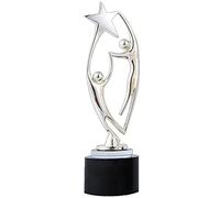Double Statue Award Trophy, Metal Figure Statue Party Decoration, Text Trophies Can Be Customized For Free, Excellent Staff Award For Company Use(Silver)