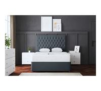 DS Living Seraphine Divan Bed with Upholstered Headboard - Grey (Steel) - Double