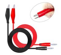 Double Stitch Alligator Clip to 4mm Banana Plug Test Cable for Multimeters, Power Supplies & Electronic Equipment - 1 for M Red/Black Insulated Probe Lead with Hardened Tips