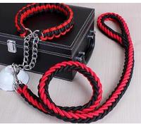 Double Strand Rope Large Dog Leashes Metal P Chain Buckle National Color Pet Traction Rope Collar Set For Big Dogs 1.2m Length