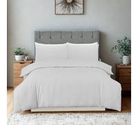 Double Striped Duvet Cover Set - Silver Cotton-Rich Polycotton Bedding - Hypoallergenic T200 Fabric - Hotel-Inspired Luxury - Button Closure & Corner Ties - Includes 2 Pillowcases - 200x200cm
