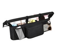 Double Stroller Organizer, Foldable Large Capacity Stroller Caddy with Insulated Pockets for Baby Bottles & Essentials, Black Strollers Accessories