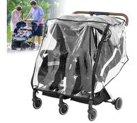 Double Stroller Rain Cover, Universal Rain Cover for Side by Side Baby Stroller Durable Stroller Raincoat Transparent Twins Stroller Cover Baby Outdoor Accessories for Outdoor Travel