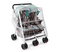 Double Stroller Rain Cover, Waterproof Weather Shield for Side by Side Baby Double Stroller, Twins Stroller Cover for Rain/Wind/Snow/Cold/Dust, Baby Outdoor Accessories