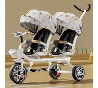 Double Stroller Tandem Tricycle - Lightweight Two-Seater Pedal Bicycle with Sunshade, Robust Frame, Outdoor Playground Equipment for Boys and Girls Ages 1-7