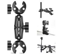 Double Super Crab Clamp Motorcycle Handlebar Tap Action Camera Pipe Pliers Mount, 360° Rotation Ball Head Bike Fixed Claw Table Bracket Clamp for Umbrella Stand, Rod, Shooting Tripod, Photo Reflector