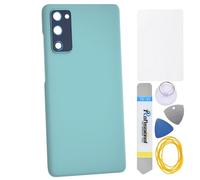 Double Sure Cloud Mint Back Cover with Rear Camera Bezel and Camera Glass Lens Replacement for Samsung Galaxy S20 FE 5G with Pre-cut adhesive