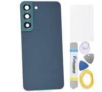 Double Sure Green Back Cover with Rear Camera Bezel and Camera Glass Lens Replacement for Samsung Galaxy S22 5G with Pre-cut adhesive