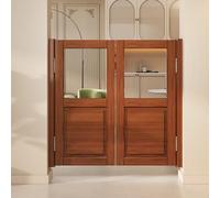 Double Swing Saloon Doors with Clear Acrylic Panel, Heavy Duty Commercial Restaurant Door Swinging 60 58 55 50 48 46 42 40 38 36 32 30 Inch Partition Gate(Walnut(WxH),47x36in(119x90cm))