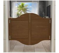 Double Swing Wood Cafe Doors Louvre Design Half Waist for Kitchen & Bar 75x90cm BrownStylish Entryway Solution for Porch & Doorways
