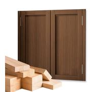 Double Swinging Door Solid Wood Cafe Saloon Doors with Hinges, Wooden Half Waist Partition Door for Kitchen Bar Home Office Entrance(Brown,W140*H90cm)