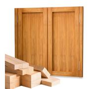 Double Swinging Door Solid Wood Cafe Saloon Doors with Hinges, Wooden Half Waist Partition Door for Kitchen Bar Home Office Entrance(Yellow-Brown,W86*H90cm)