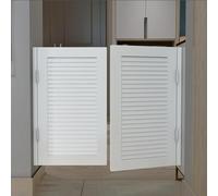 Double Swinging White Louvered Cafe Doors - Saloon Style for Interior, Bathroom & Toilet - Size: W95xH90cm (37 3/8" x 35 3/8") - Elegant, Durable, Easy to Install