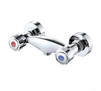 Double switch wall mounted shower faucet with hot and cold dual control valve made from brass body steady water output (B)