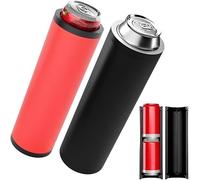 Double Tactical Reload Can Holder Cooler Fits Two 12oz Beverage Cans Ultra Chill System Assault Tactical Insulation Sleeve Slim Easy to Hold, Suitable for Beer and Soda (1PC Black) (Black and Red)