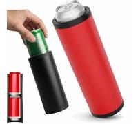 Double Tactical Reload Can Holder-Ultra Chill System, Assault Tactical Insulation Sleeve Slim Can Cooler Fits Two 12oz Beverage Cans, Easy Grip Design for Beer Soda Tailgates Parties (Black) (Red)