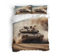 Double Tank Bedding Set Ultra-Soft Microfiber Duvet Cover Set 3Pcs - 200x200cm + 2 Pillowcases 50x75cm - Science And Technology Military 3D Printed Design with Zip Closure & Corner Ties