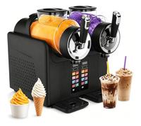 Double Tank Slush Machine, Soft ServeIce Cream Maker,No ice needed Black