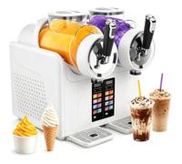 Double Tank Slush Machine, Soft ServeIce Cream Maker,No ice needed White