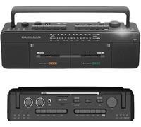 Double Tape Player Cassette Recorder with AM/FM/SW/WM Radio, MP3/USB Support, One-Click Recording for Music Enthusiasts and Audio Transcription