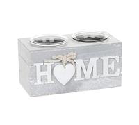 Double Tealight Holder Grey Provence Heart Double Tealight Holder Home Love Candleholders HTUK® (Home)