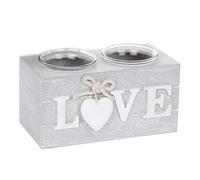 Double Tealight Holder Grey Provence Heart Double Tealight Holder Home Love Candleholders HTUK® (Love)
