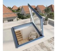 Double Tempered s Skylight Window Aluminu Roof Hatch Vented for Attic & Basement 80° Open Fits Flat Sloped Roofs (37"x33" 94x83.8cm)