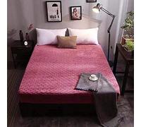 Double Textiles Fitted Sheets Deep,Crystal Velvet Bed Sheet Single Winter Bed Cover Thickened Non-slip Bed Standing Cover-red_180cmx200cm+28cm