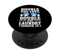 Double The Love Double The Laundry Twin Mom Mother's Day PopSockets Adhesive PopGrip