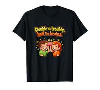 Double The Trouble Half The Brains Couples Graphic T-Shirt