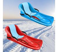 Double Thickened Sledge, Winter Sledge, Double Handle Children's Sledge, Anti-Freeze Wear-Resistant Sledge, High Back Sledge with Pull Rope