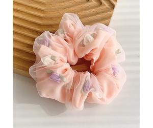 Double Thickness Cabbage for Hair in Soft Fabric with Roses in 3D Pink