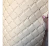 Double Thread Quilted Foam Vinyl Fabric Faux Leather Thick Foam Backed Diamond For Automotive, Headliner, Furniture Upholstery, DIY Projects, Headboards, Home Decor(Size:3*1.55m,Color:white)