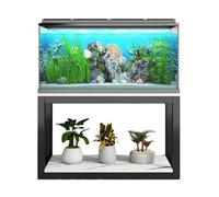 Double-Tier Aquarium Stand System, Multi-Size Fish Tank Shelving Unit, Sturdy Load-Bearing Capacity, Ideal for Home Living Room Aquariums(Style C,35.5x15.7in)