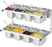 Double Tier Condiment Station, Wall Mount, 304 Stainless Steel