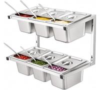 Double Tier Condiment Station, Wall Mount, 304 Stainless Steel