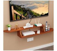 Double-tier floating shelf unit set-top box wall bracket wall-mounted bedside storage cabinet hole-free router TV cabinet partition,Rosewood,120 × 88 cm